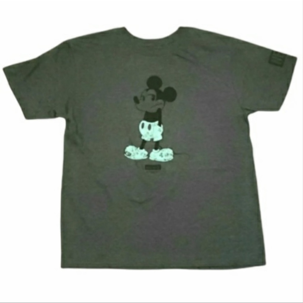 Neff x Disney Shurg Life Mickey Charcoal Gray Light Blue Floral Graphic Tee-XL